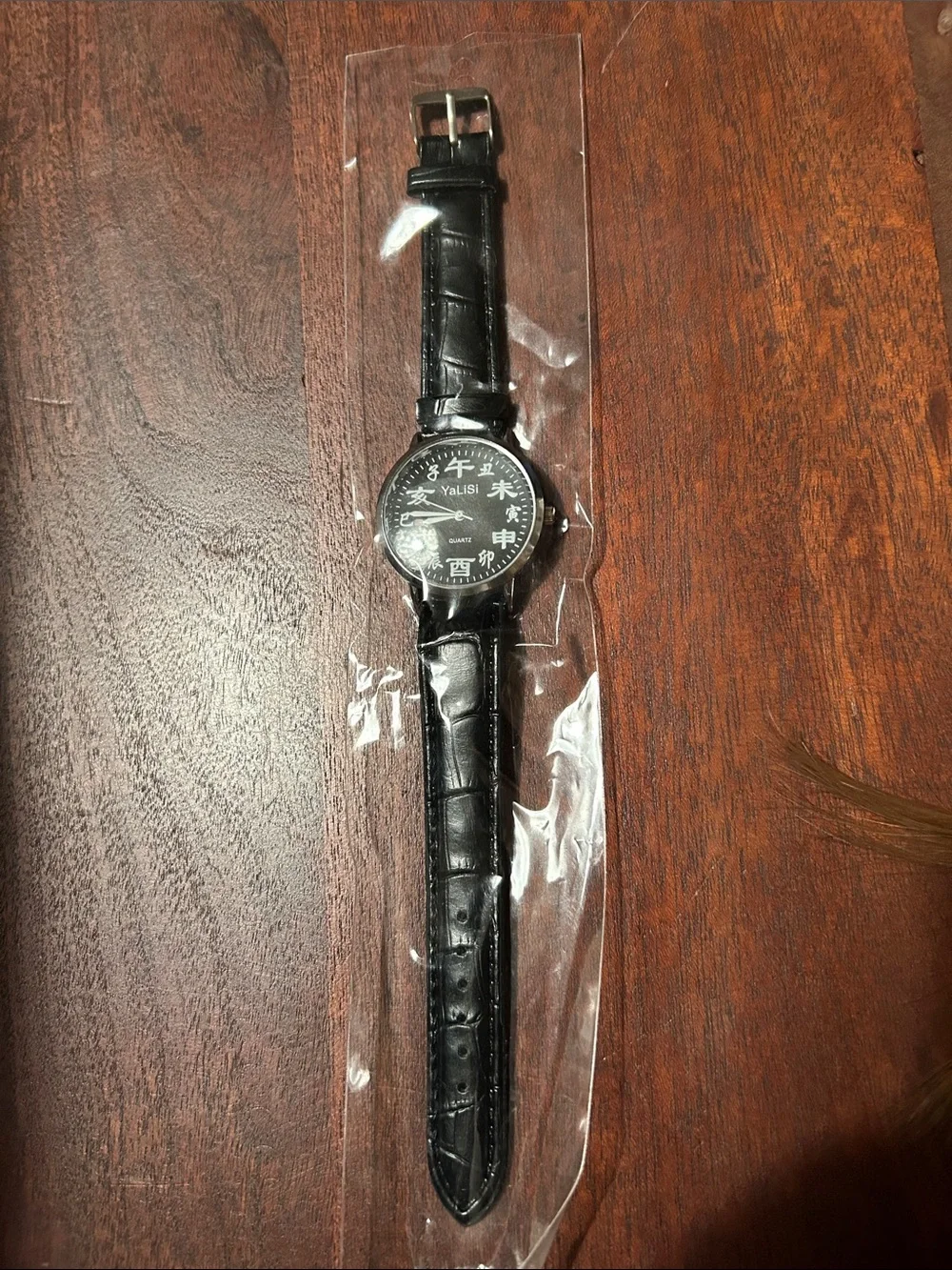 Black Men's Leather Strap Watch